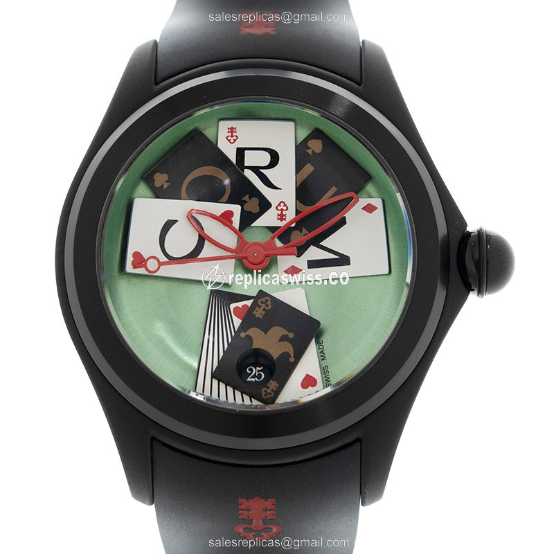 Elegant Corum Bubble Replica in Green Dial & Stainless Steel, Automatic Movement & Black Rubber