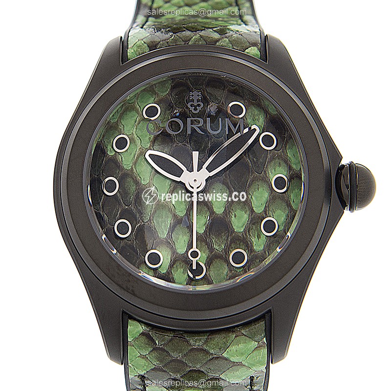 Elegant Corum Bubble Replica in Green Dial & Steel Case, Automatic Movement & Leather Strap Watch