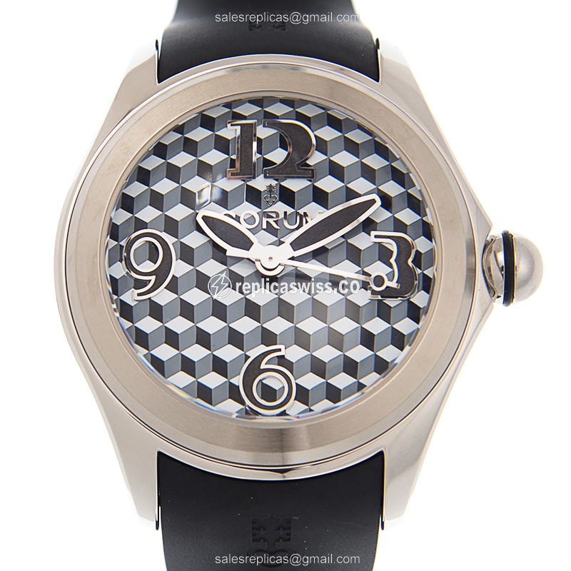 Elegant Corum Bubble Replica in Stainless Steel & White Dial, Automatic Movement & Black Rubber