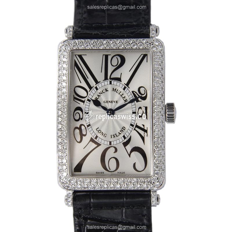 Elegant Franck Muller 1000SCDOG Replica with Silver Dial & Alligator Strap in 18kt White Gold Bezel