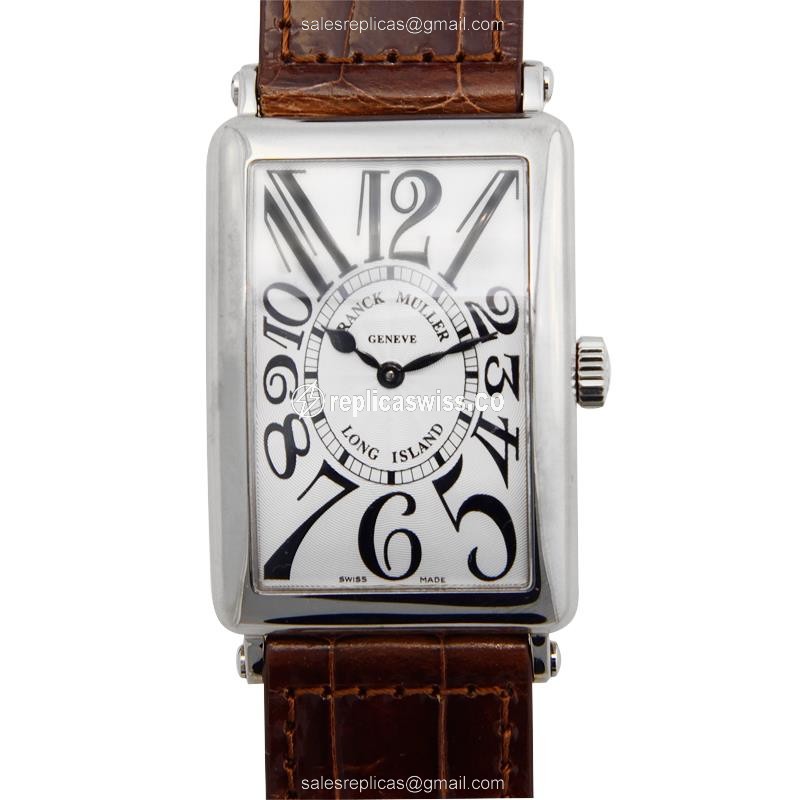 Elegant Franck Muller 1002 QZ Quartz Replica in 18kt White Gold with Silver Dial & Alligator Strap