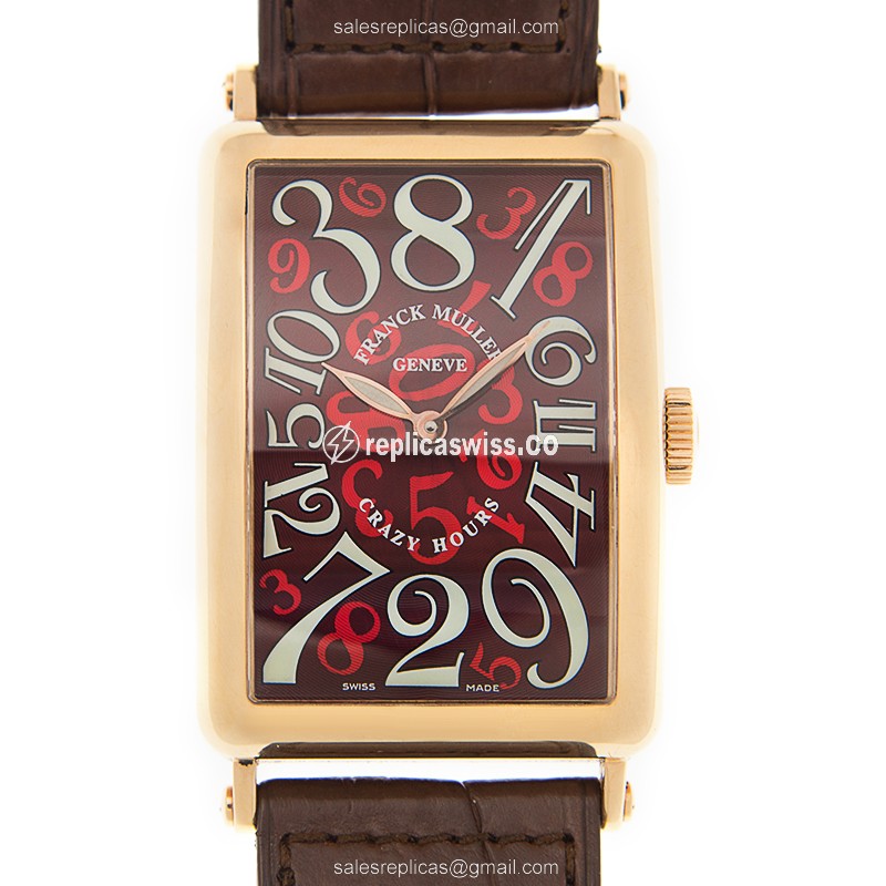 Elegant Franck Muller 1200 CH Ladies Replica in 18kt Rose Gold with Automatic Movement Red Dial