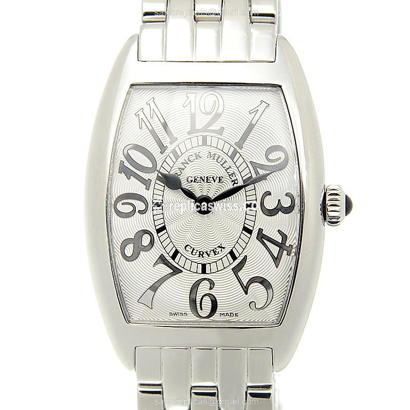 Elegant Franck Muller 1752 QZ REL Cintree Curvex Replica in White Dial & Red Steel Strap Watch
