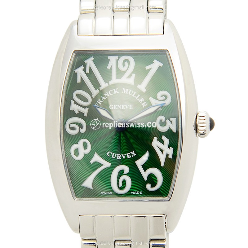 Elegant Franck Muller 1752 QZ Replica, Green Dial on Steel, Sapphire Crystal Case Watch