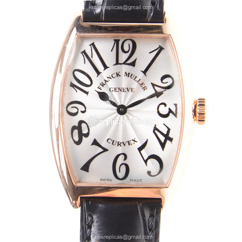 Elegant Franck Muller 2852 QZ Quartz Replica with Silver Dial 18kt Rose Gold Case Watch