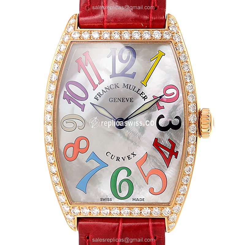 Elegant Franck Muller 2852 QZ Replica with White Dial 18kt Rose Gold Case, Automatic Movement