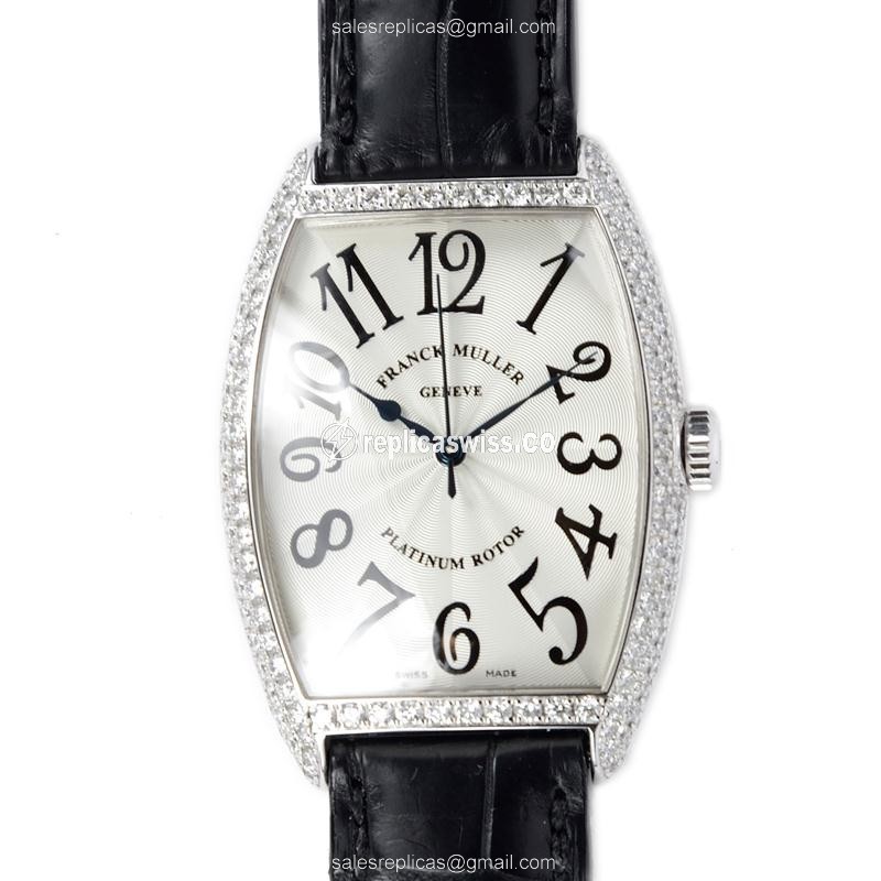 Elegant Franck Muller 2852 SC D Replica in 18kt White Gold, Automatic Movement & Silver Dial Watch