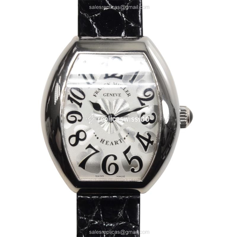 Elegant Franck Muller 5002 L QZ Quartz Replica with Silver Dial 18kt Gold Case Watch