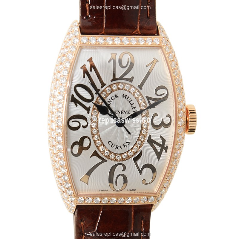 Elegant Franck Muller 5850 SC Curvex Replica Watch | Automatic Movement, 18kt Rose Gold & Diamond
