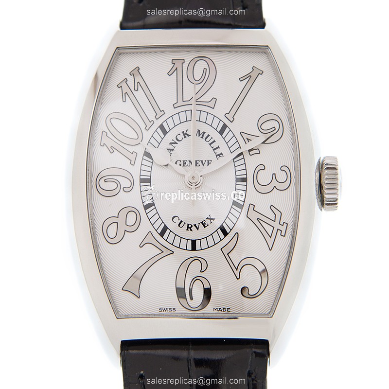 Elegant Franck Muller 5851 SC REL Cintree Curvex Replica with White Dial & Stainless Steel Case