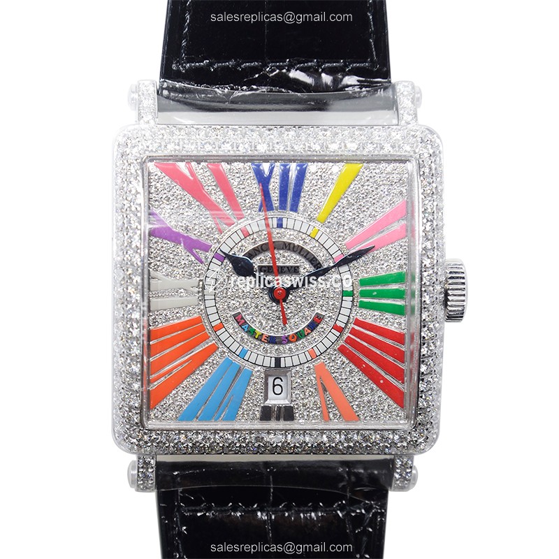 Elegant Franck Muller 6000 H SC DT D CD COL DRM Replica, Automatic Movement, 18kt White Gold Case &