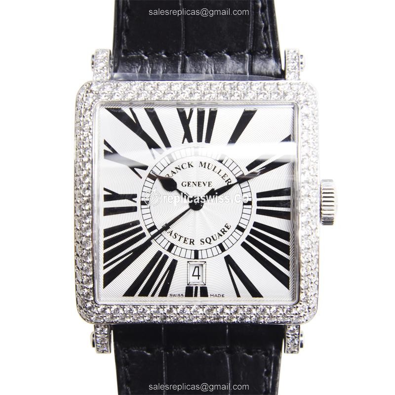 Elegant Franck Muller 6000 H SC DT R D Master Square Replica, Automatic Movement, 18kt White Gold