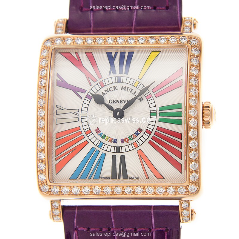 Elegant Franck Muller 6002 M B COL DRM R D 1R Replica with Silver Dial & 18kt Rose Gold Case Watch
