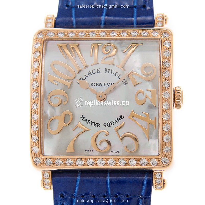 Elegant Franck Muller 6002 M B Master Square Replica with White Dial & 18kt Rose Gold Case Watch