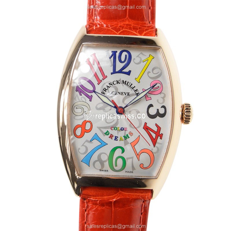 Elegant Franck Muller 6850 B COL DRM Curvex Replica in 18kt Rose Gold with Automatic Movement and