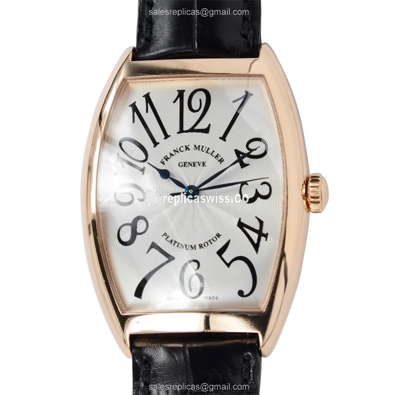 Elegant Franck Muller 6850 SC CINTREE CURVEX Automatic 18kt Rose Gold Replica with Silver Dial &