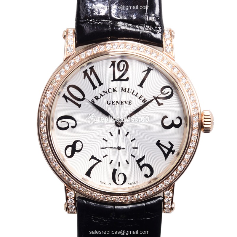 Elegant Franck Muller 7421 B S6 D Liberty Replica in 18kt Rose Gold, Automatic Movement & Silver