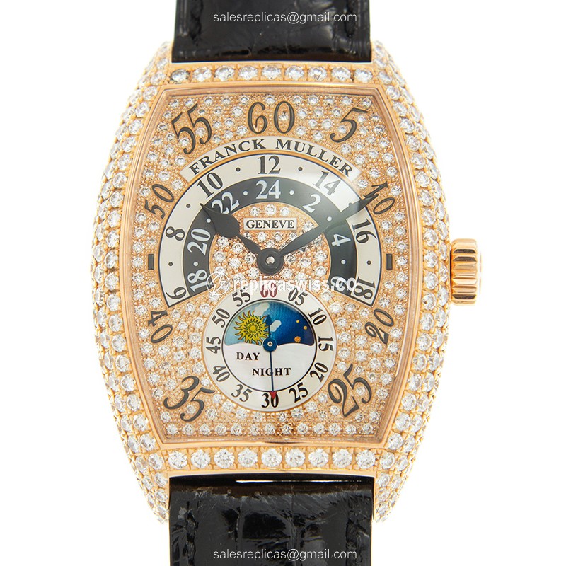 Elegant Franck Muller 7880 H R JN D CD Curvex Replica in 18kt Rose Gold, Automatic Movement &