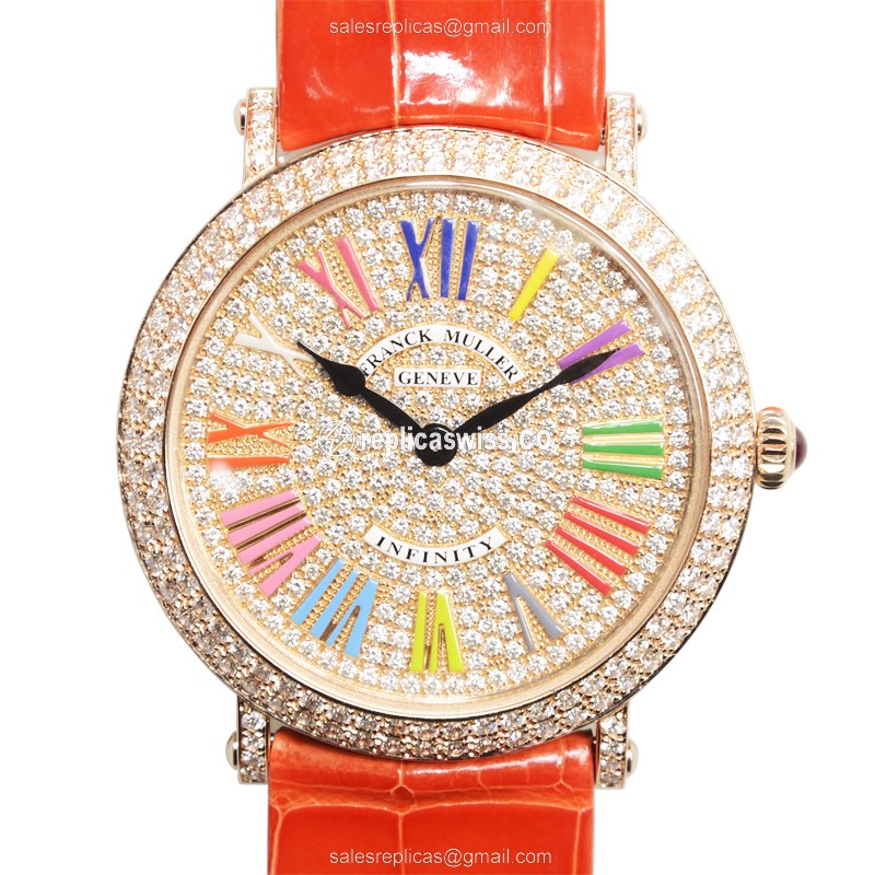 Elegant Franck Muller 8041 QZ Replica Watch in 18kt Rose Gold, featuring Sapphire Crystal and