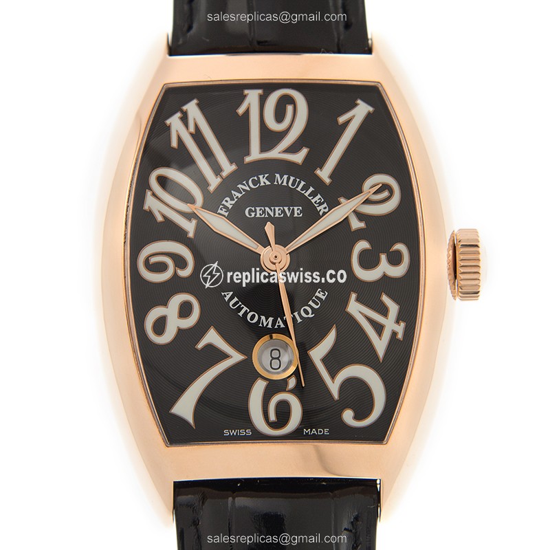 Elegant Franck Muller 8880 B SC DT Automatic Watch, Black Dial & 18kt Rose Gold Case