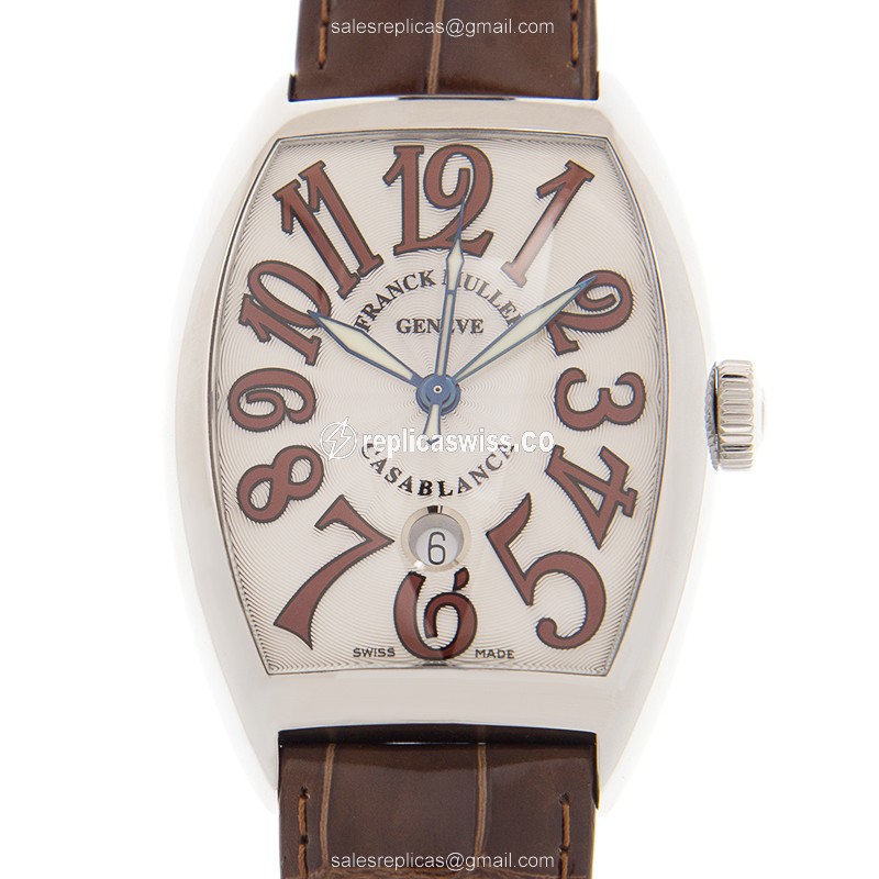 Elegant Franck Muller 8880 C DT Automatic Watch with Silver Dial & Genuine Leather Strap