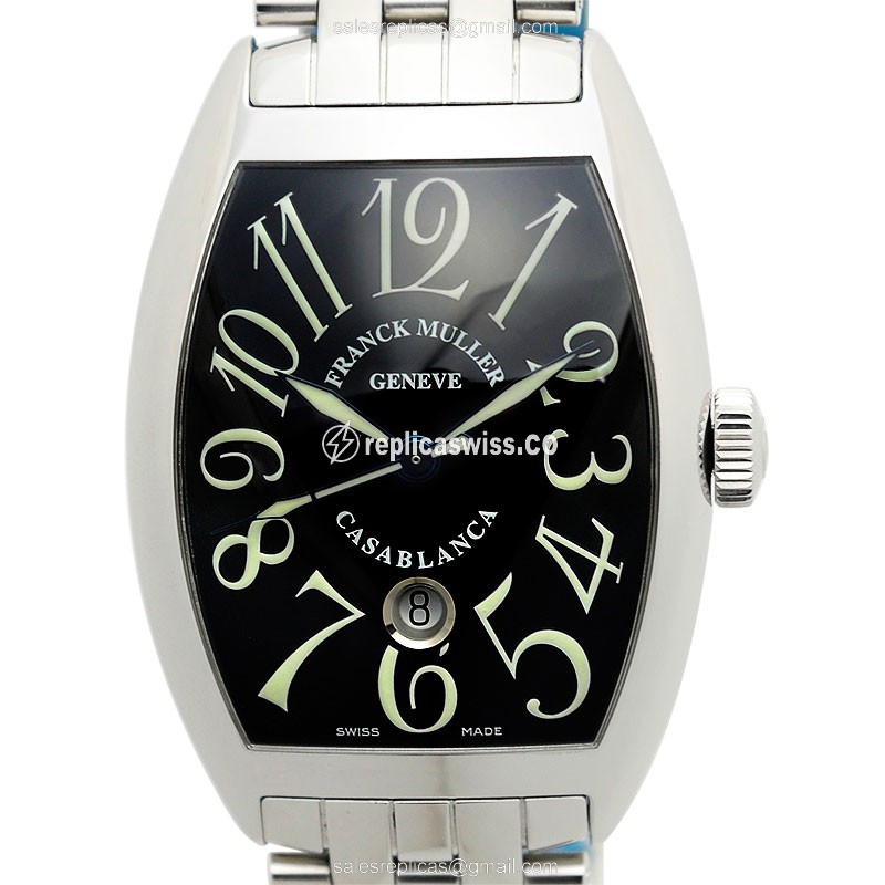 Elegant Franck Muller 8880 C DT O CINTREE CURVEX Automatic Steel Replica with Black Dial & Sapphire