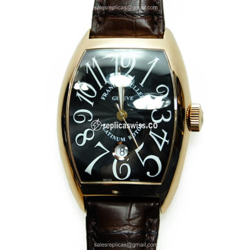 Elegant Franck Muller 8880 SC DT Casablanca Replica in 18kt Rose Gold, Automatic Movement & Black
