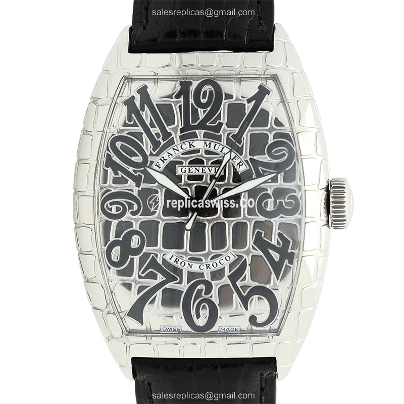 Elegant Franck Muller 8880 SC Iron Croco Automatic Watch | Stainless Steel Case, Silver Dial