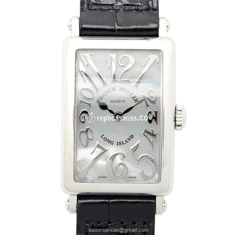 Elegant Franck Muller 902 QZ REL MOP Long Island Replica with White Dial & Stainless Steel Case