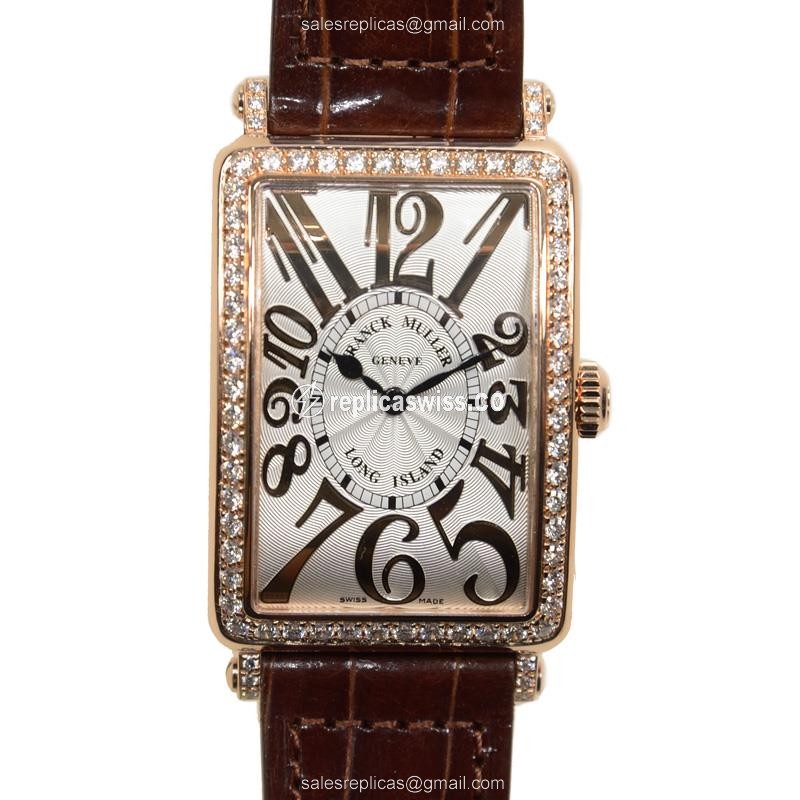 Elegant Franck Muller 952 QZ REL D 1R Replica with Silver Dial, 18kt Rose Gold Case & Alligator