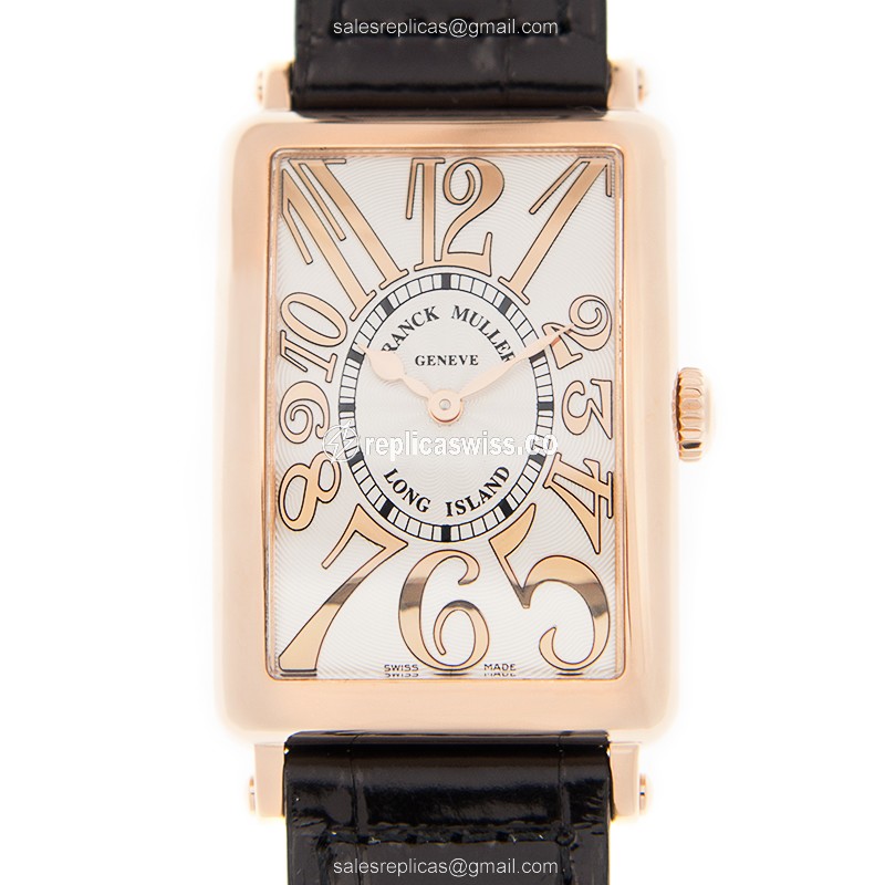 Elegant Franck Muller 952 QZ REL Replica Watch | Silver Dial, 18kt Gold Case & Alligator Strap
