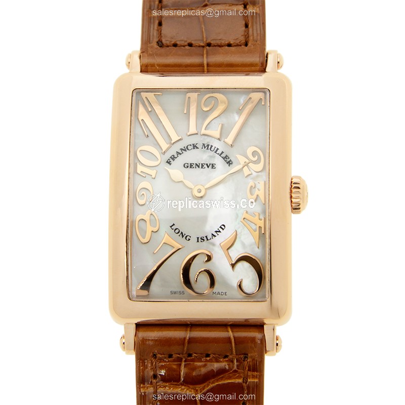 Elegant Franck Muller 952QZ Quartz Replica with White Dial 18kt Rose Gold Case Watch