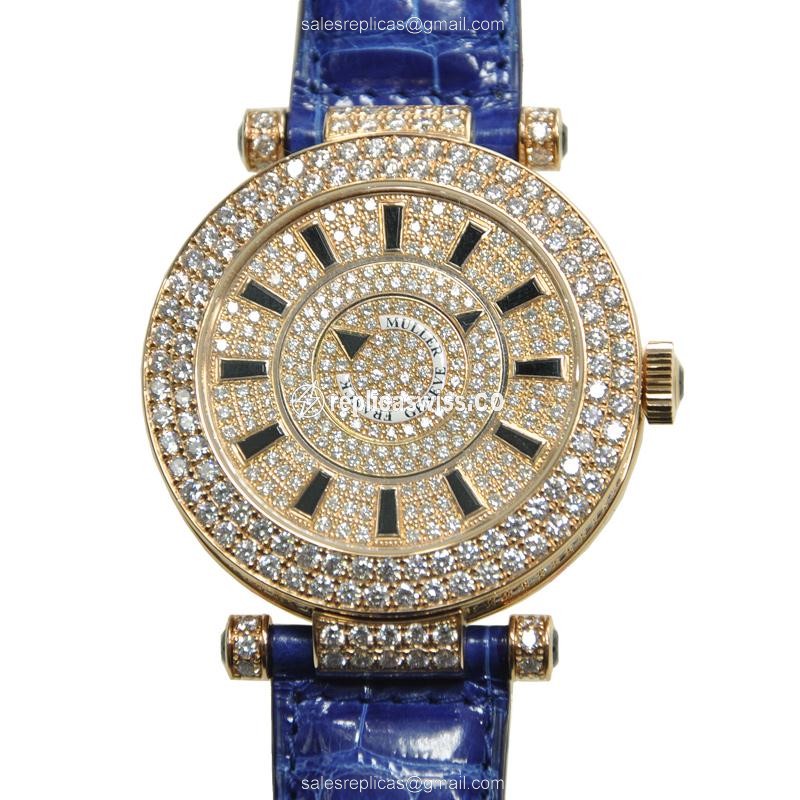 Elegant Franck Muller DM42D2RCD Replica Watch in 18kt Rose Gold with Automatic Movement Silver