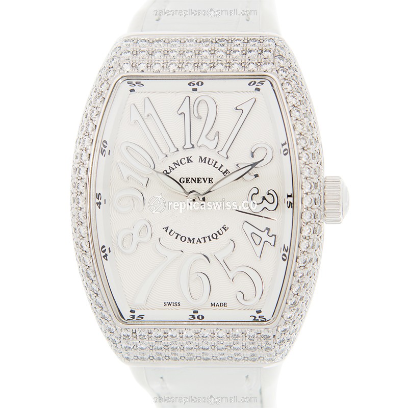 Elegant Franck Muller V 29 SC Vanguard Automatic, White Dial & Alligator Strap, Stainless Steel