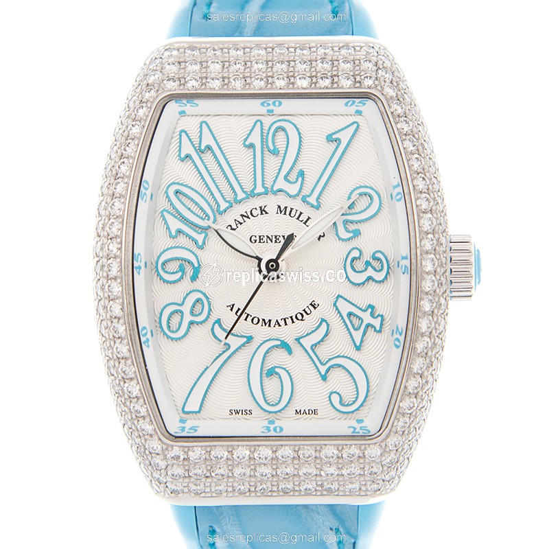 Elegant Franck Muller V 29 Vanguard Automatic Replica in Stainless Steel with White Dial & Blue