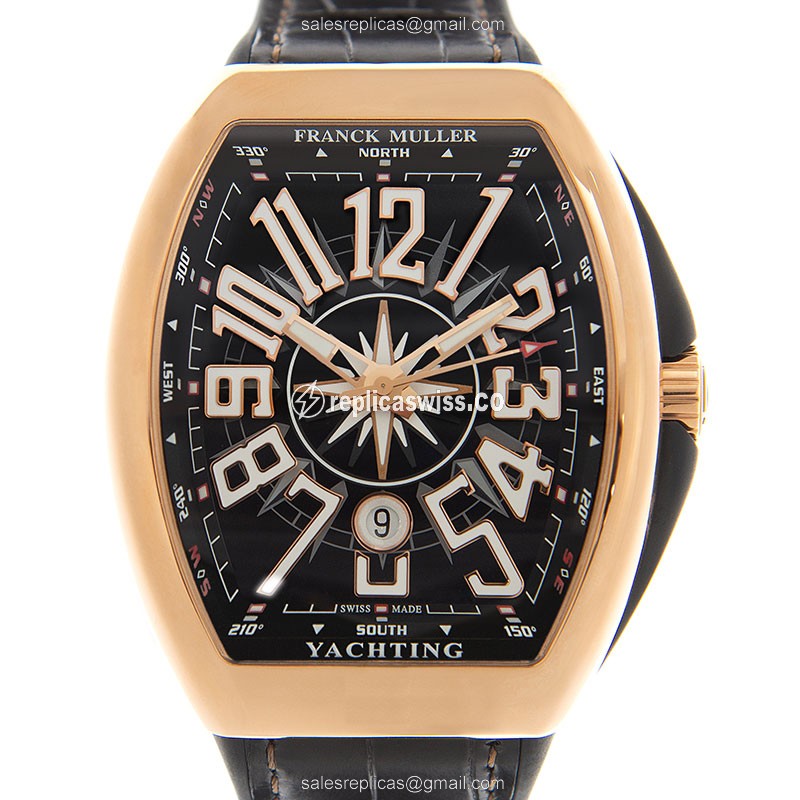 Elegant Franck Muller V 45 SC DT Yacht replica, Automatic movement, 18kt Rose Gold case, Black