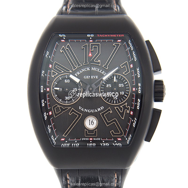 Elegant Franck Muller V 45 VANGUARD Replica in Stainless Steel Case with Automatic Movement & Black