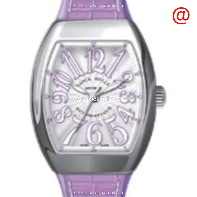 Elegant Franck Muller V32 QZ Silver Dial Replica with Automatic Movement Luxe Leather Strap