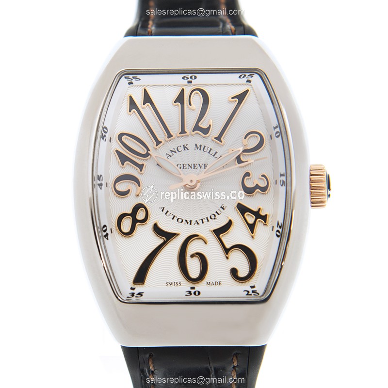 Elegant Franck Muller V32 SC Automatic Ladies Watch in Stainless Steel & White Dial