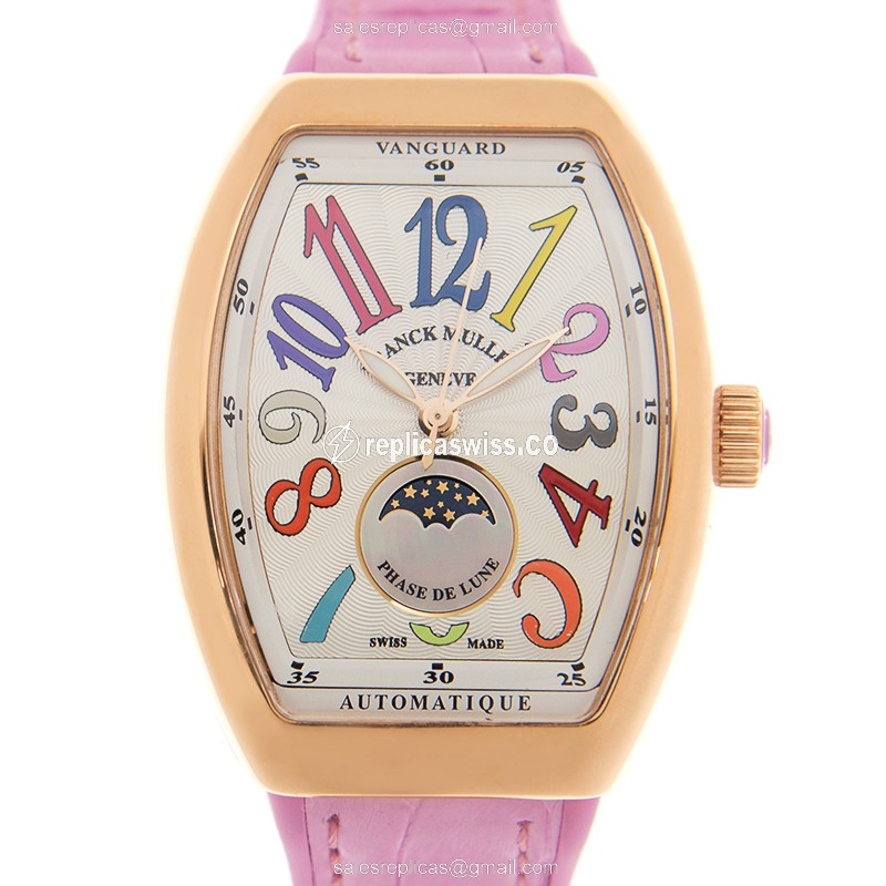 Elegant Franck Muller V32 SC Ladies Replica Watch | Automatic Movement, 18kt Rose Gold Case, White