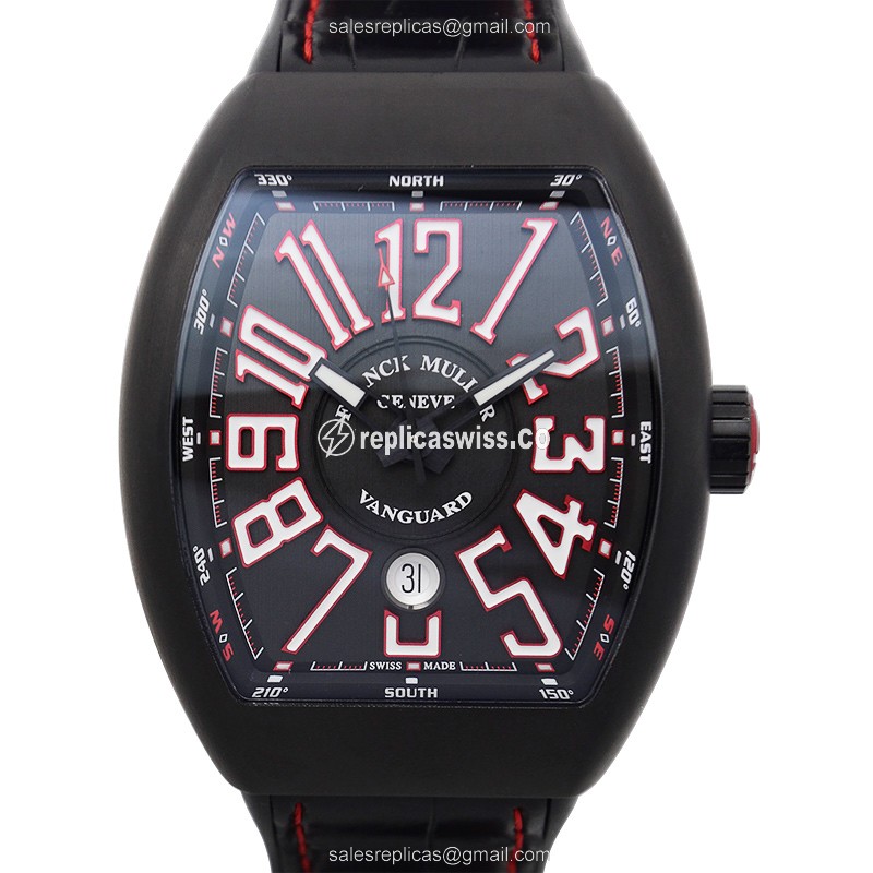 Elegant Franck Muller V45 SC DT Titanium Automatic Replica with Black Dial Alligator Strap Watch