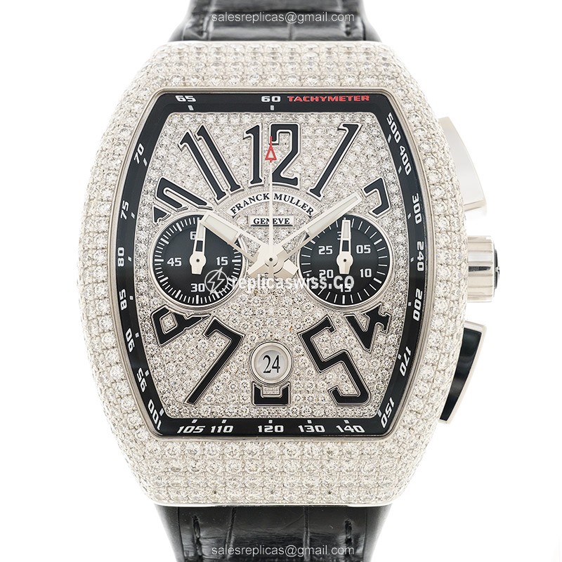 Elegant Franck Muller V45 Vanguard Replica in 18kt White Gold, Automatic Movement, Silver Dial