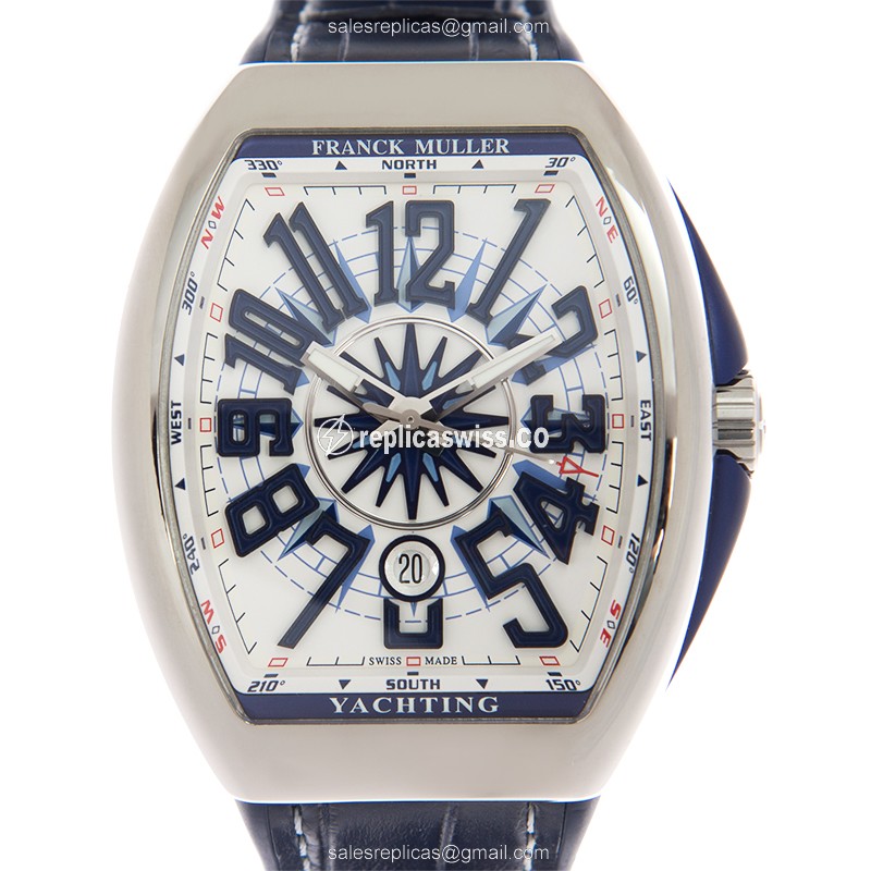 Elegant Franck Muller V45 Yachting Replica in White Dial & Stainless Steel Case, Automatic Movement