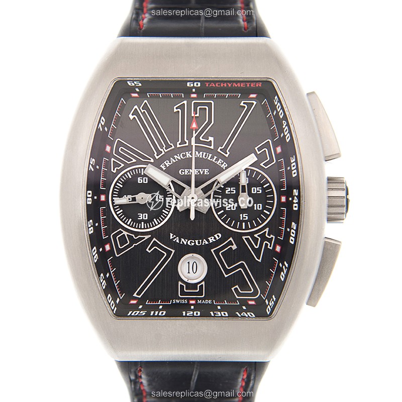 Elegant Franck Muller Vanguard Automatic Replica in Black Dial & Stainless Steel Case Watch