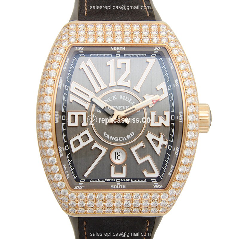 Elegant Franck Muller Vanguard SC DT D 5NTT Replica with Automatic Movement 18kt Rose Gold Case