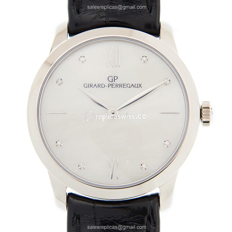 Elegant Girard Perregaux 1966 Automatic Replica in 18kt Gold with White Dial Alligator Strap