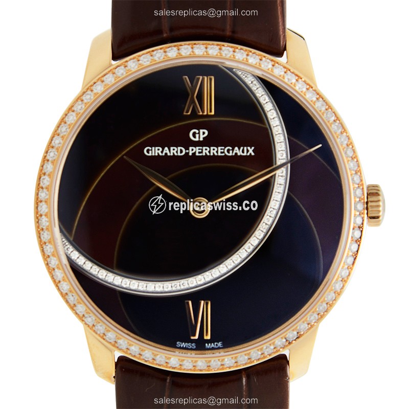 Elegant Girard Perregaux 1966 Replica in 18kt Rose Gold, Automatic Movement, Brown Dial with