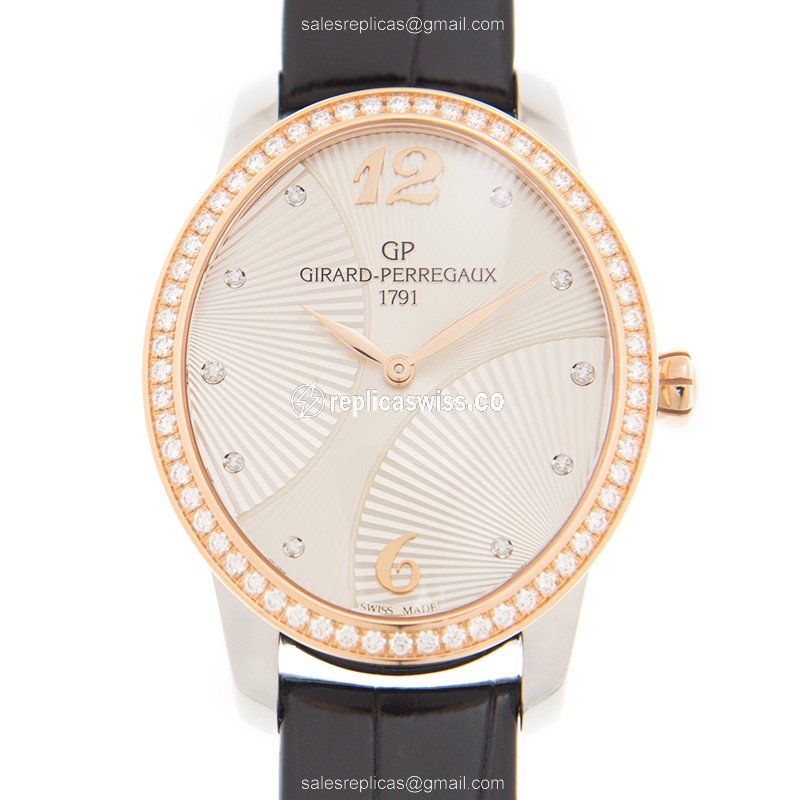 Elegant Girard Perregaux 80493D56A162 CATS EYE Replica, Automatic, 18kt Rose Gold, Belge Dial