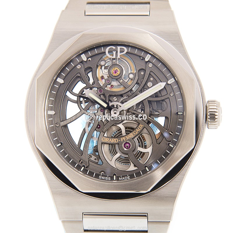 Elegant Girard Perregaux 81015-11A LAUREATO Replica in Automatic Movement Skull Dial on Steel