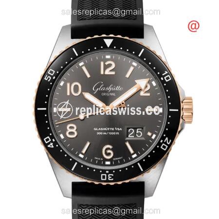 Elegant Glashutte 1-36-13 SEAQ PANORAMA DATE Replica, Automatic, 18kt Rose Gold Case, Gray Dial